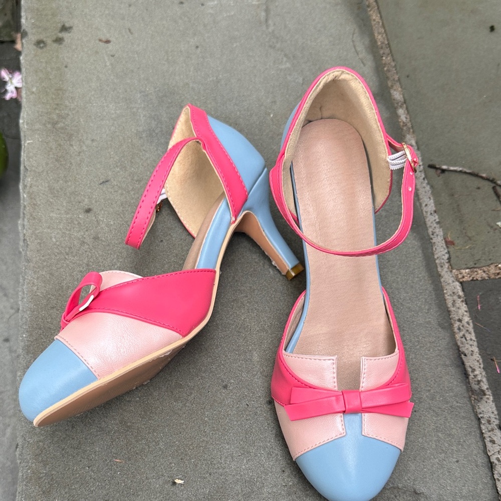 Stylish Pink and Blue Women's Heels